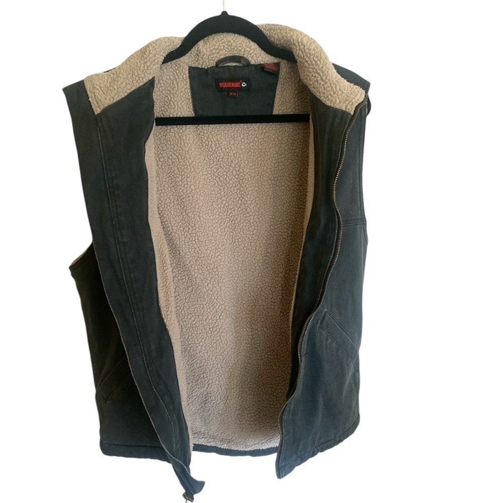 WOLVERINE Rugged Upland Twill Vest Sherpa Lined Green